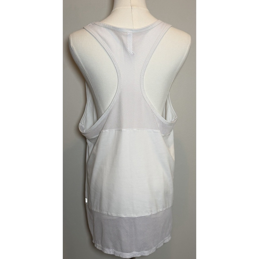 Fabletics Women's L White Mesh Breathable Racerback Tank Top Active Athletic - Picture 2 of 7